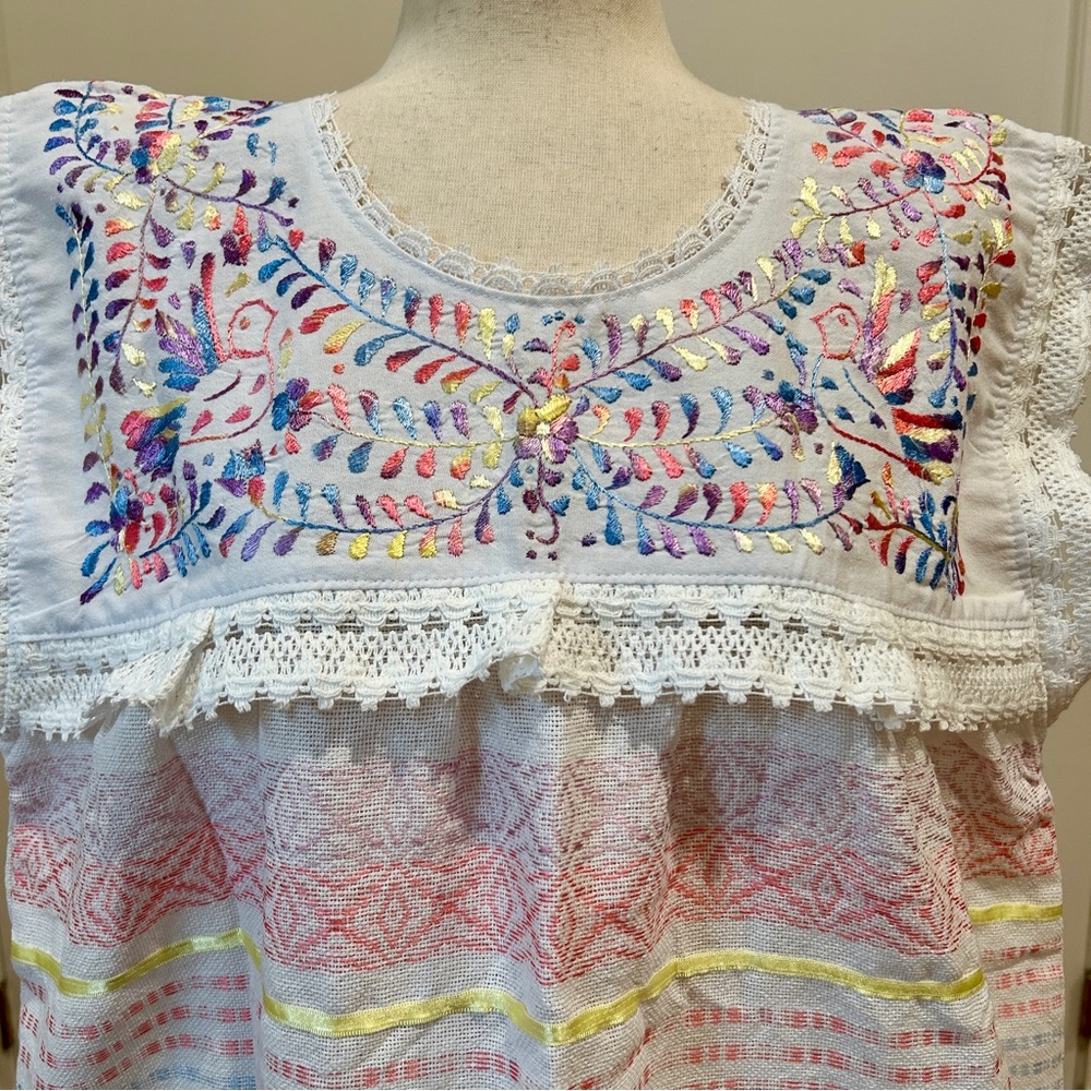 Paloma Embroidered Mexican Dress Is Made In Oaxaca - Picture 3 of 8